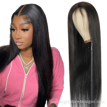 10-34 inch Long Cambodian Virgin Remy Human Hair Straight Wigs HD Swiss Transparent Lace Frontal Full Lace Wigs Vendor
